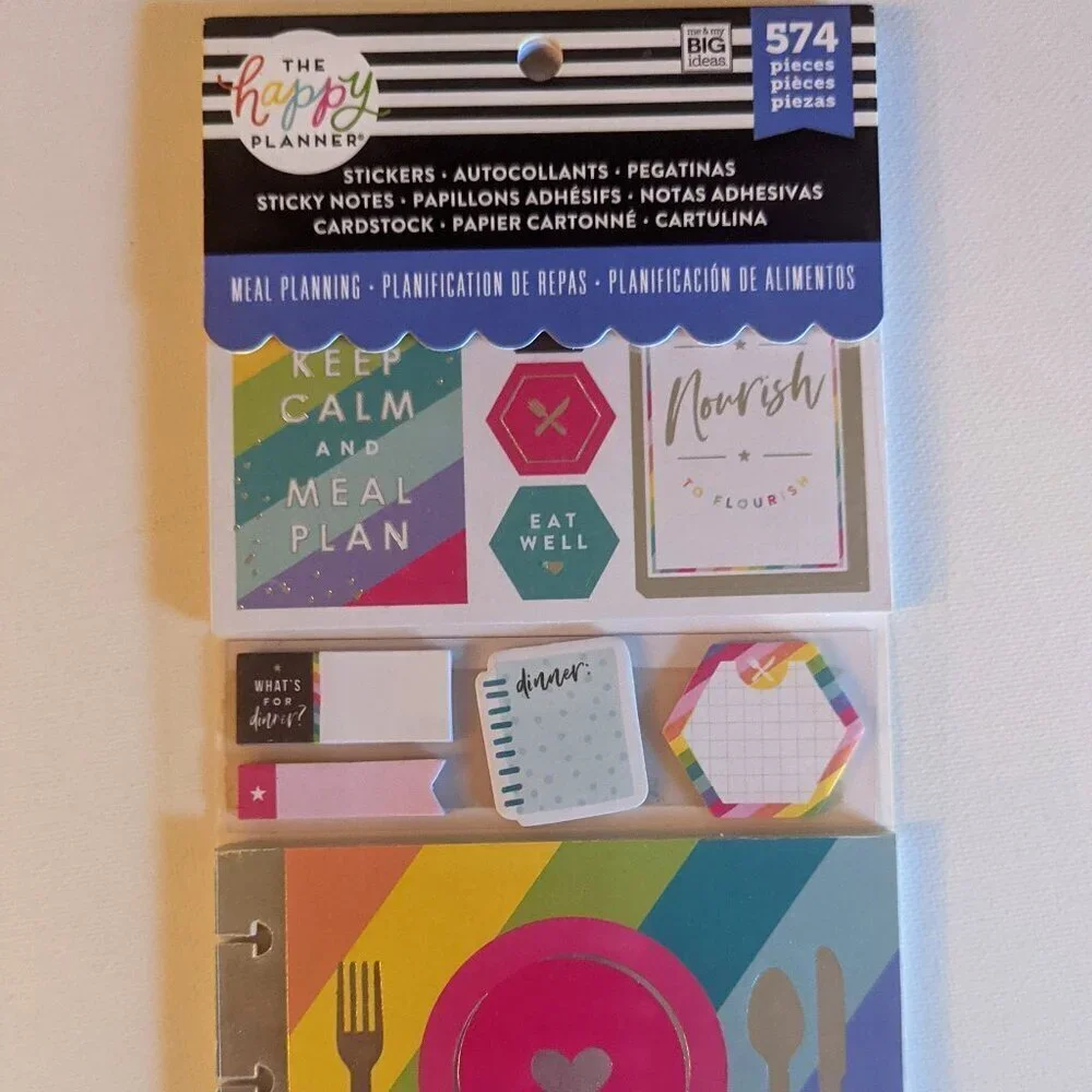 NWT 574 Happy Planner 'Meal Planning' Multi Pack Stickers Sticky Notes Food HTF